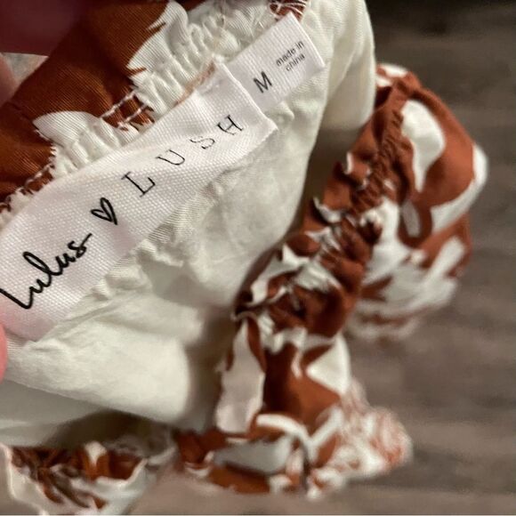 Lulus Lush White and Brown Floral Print Babydoll Dress - Picture 5 of 9